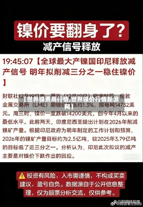 【世界镍费用行情,世界镍价行情新浪网】