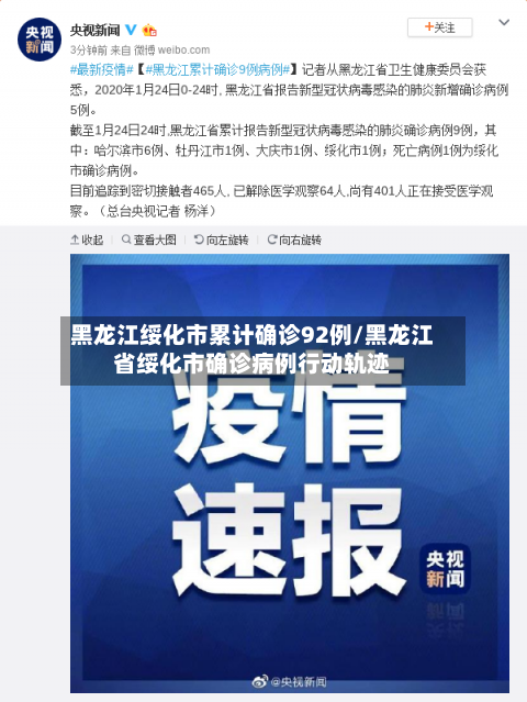 黑龙江绥化市累计确诊92例/黑龙江省绥化市确诊病例行动轨迹