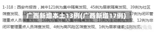 广西新增本土13例(广西新增17例)