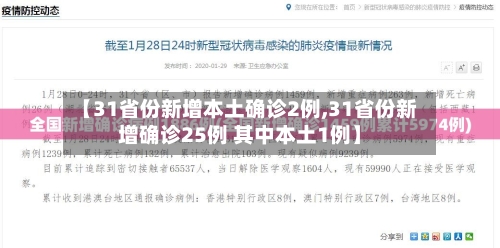 【31省份新增本土确诊2例,31省份新增确诊25例 其中本土1例】
