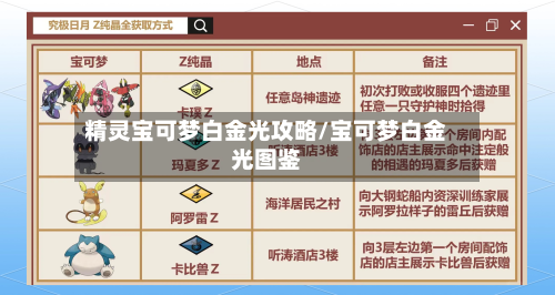精灵宝可梦白金光攻略/宝可梦白金光图鉴