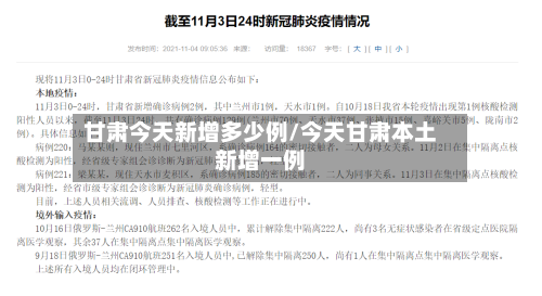 甘肃今天新增多少例/今天甘肃本土新增一例-第2张图片