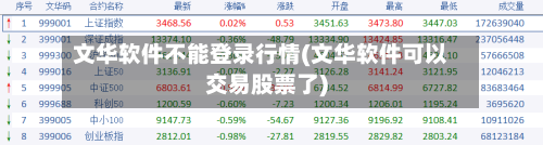 文华软件不能登录行情(文华软件可以交易股票了)-第3张图片