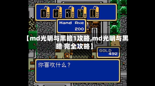 【md光明与黑暗1攻略,md光明与黑暗 完全攻略】