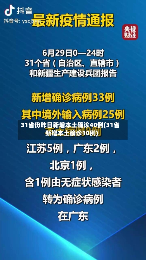 31省份昨日新增本土确诊40例(31省新增本土确诊10例)