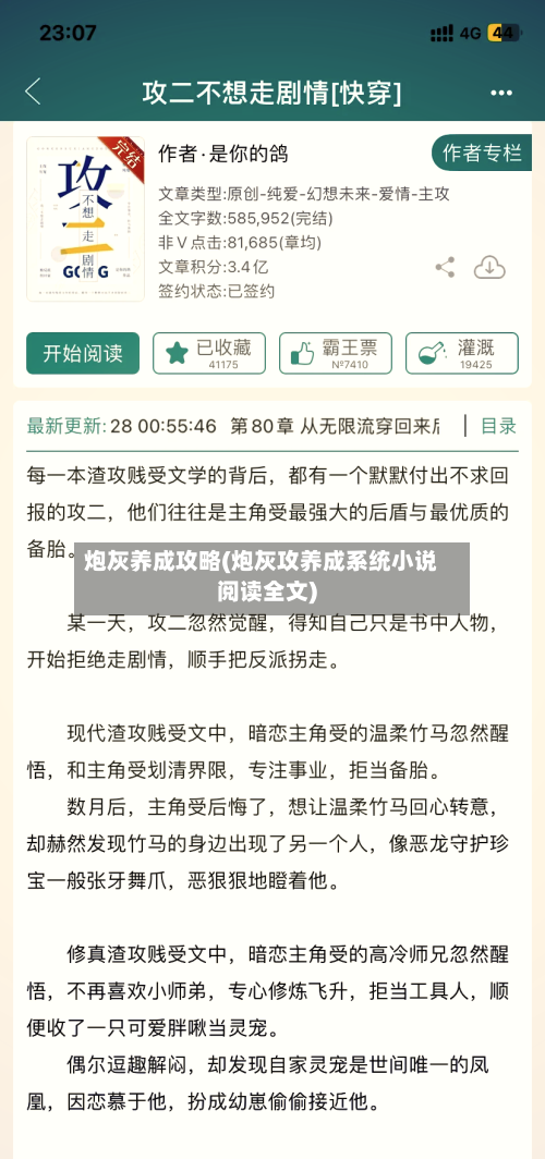 炮灰养成攻略(炮灰攻养成系统小说阅读全文)