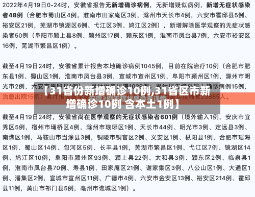 【31省份新增确诊10例,31省区市新增确诊10例 含本土1例】