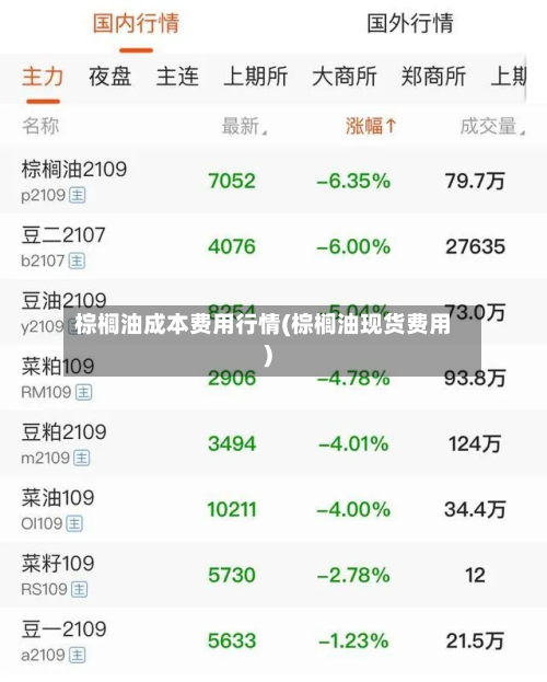 棕榈油成本费用行情(棕榈油现货费用)