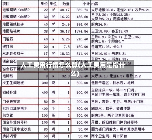 人工费用行情怎么算(人工费用是指什么)