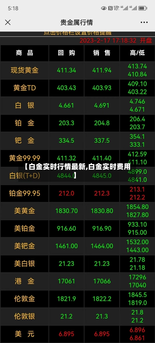 【白金实时行情最新,白金实时费用】