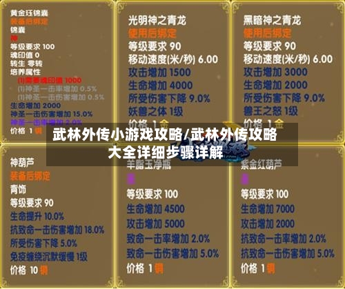 武林外传小游戏攻略/武林外传攻略大全详细步骤详解