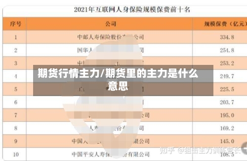 期货行情主力/期货里的主力是什么意思