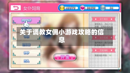 关于调教女佣小游戏攻略的信息