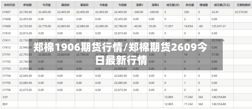郑棉1906期货行情/郑棉期货2609今日最新行情