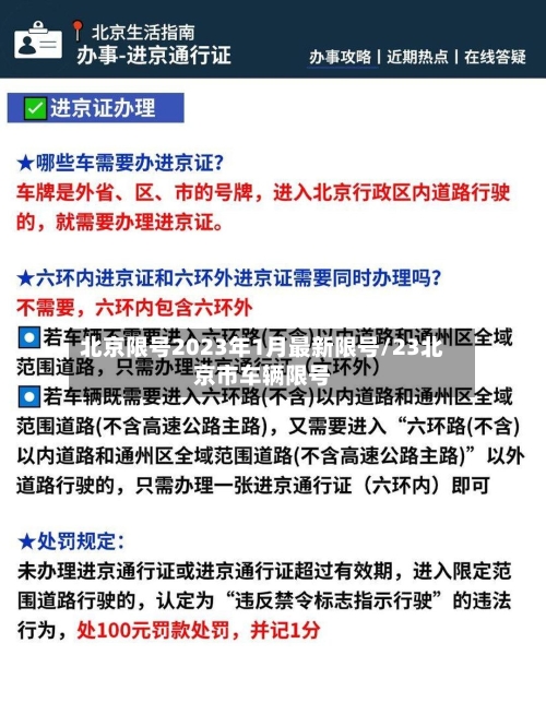 北京限号2023年1月最新限号/23北京市车辆限号