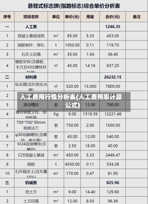 人工费用行情分析表(人工费用率计算公式)-第2张图片