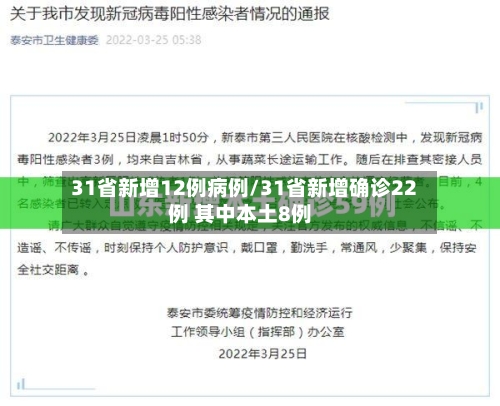 31省新增12例病例/31省新增确诊22例 其中本土8例