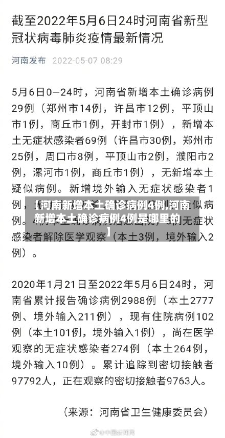 【河南新增本土确诊病例4例,河南新增本土确诊病例4例是哪里的】-第3张图片