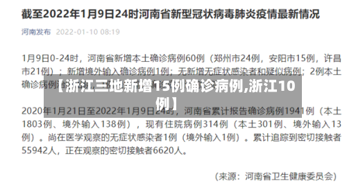 【浙江三地新增15例确诊病例,浙江10例】