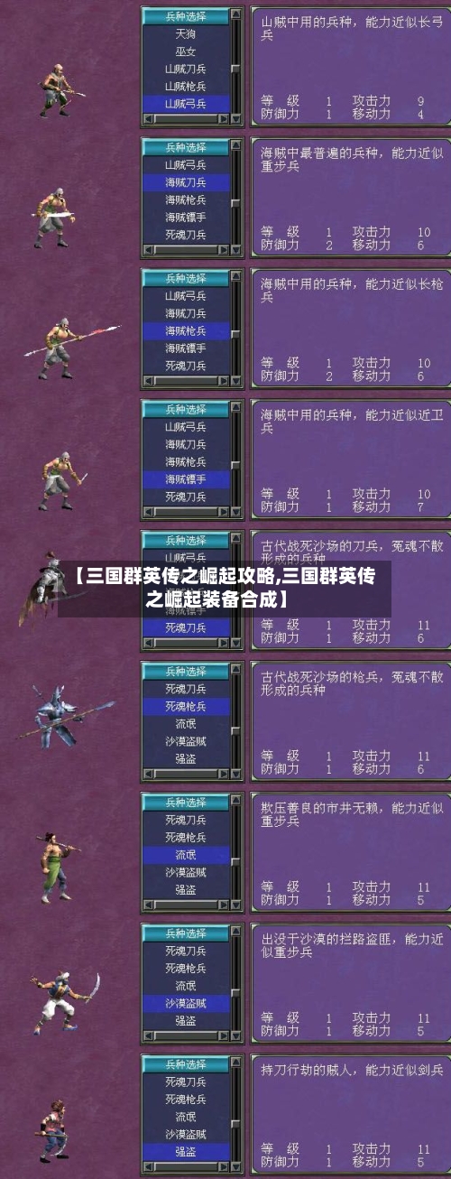 【三国群英传之崛起攻略,三国群英传之崛起装备合成】