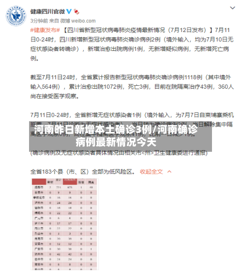 河南昨日新增本土确诊3例/河南确诊病例最新情况今天