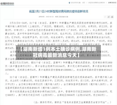 【湖南新增1例本土确诊病例,湖南新冠病毒最新消息今天】