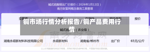 铜市场行情分析报告/铜产品费用行情-第2张图片