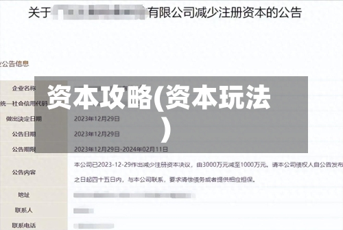 资本攻略(资本玩法)