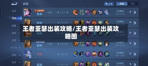 王者亚瑟出装攻略/王者亚瑟出装攻略图