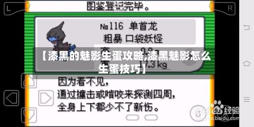 【漆黑的魅影生蛋攻略,漆黑魅影怎么生蛋技巧】