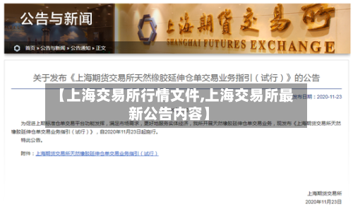 【上海交易所行情文件,上海交易所最新公告内容】