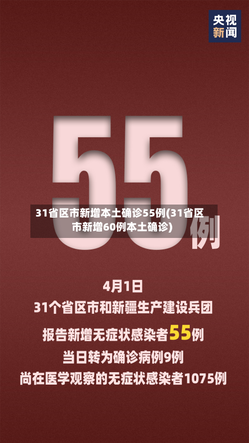 31省区市新增本土确诊55例(31省区市新增60例本土确诊)
