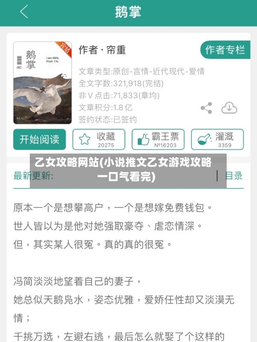 乙女攻略网站(小说推文乙女游戏攻略一口气看完)