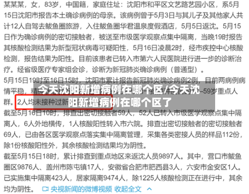 今天沈阳新增病例在哪个区/今天沈阳新增病例在哪个区了