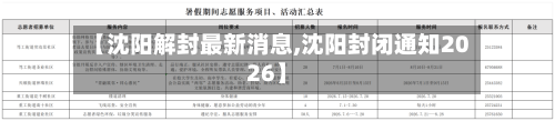 【沈阳解封最新消息,沈阳封闭通知2026】