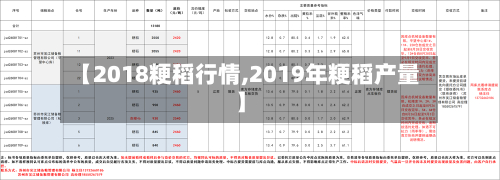 【2018粳稻行情,2019年粳稻产量】