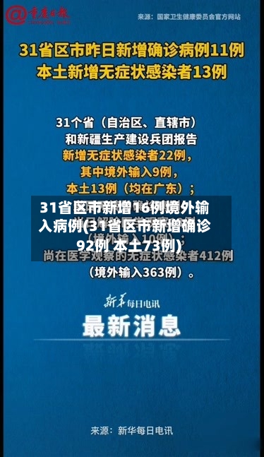 31省区市新增16例境外输入病例(31省区市新增确诊92例 本土73例)-第2张图片