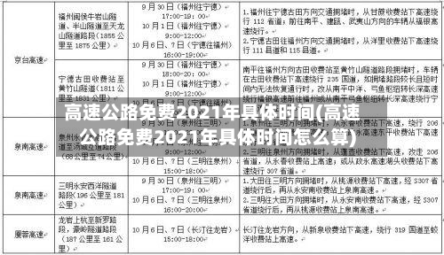 高速公路免费2021年具体时间(高速公路免费2021年具体时间怎么算)-第2张图片