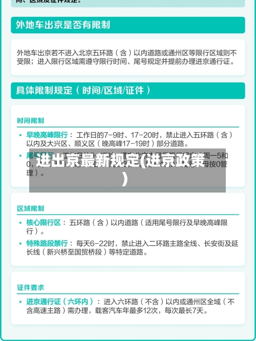 进出京最新规定(进京政策)