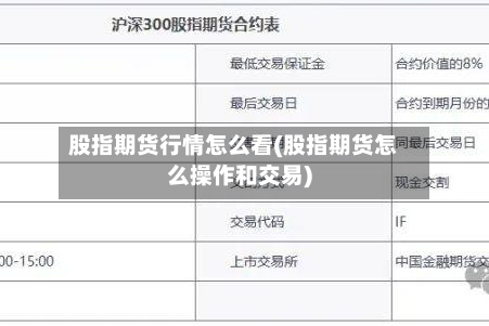股指期货行情怎么看(股指期货怎么操作和交易)-第2张图片