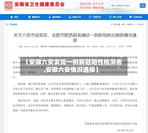【安徽六安发现一例新冠阳性检测者,安徽六安情况通报】-第1张图片
