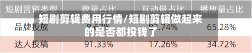短剧剪辑费用行情/短剧剪辑做起来的是否都投钱了