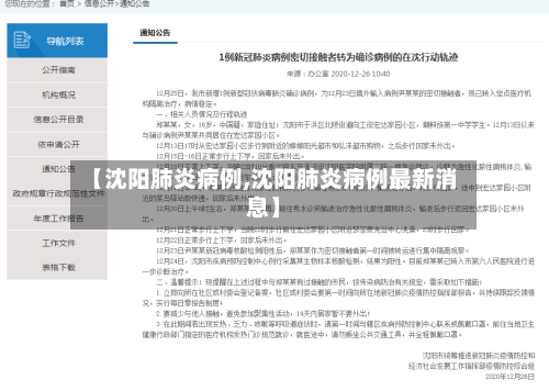 【沈阳肺炎病例,沈阳肺炎病例最新消息】