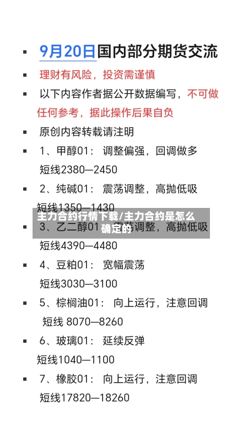 主力合约行情下载/主力合约是怎么确定的
