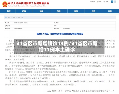 31省区市新增确诊14例/31省区市新增71例本土确诊