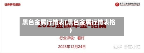 黑色金属行情表(黑色金属行情表格)