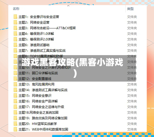游戏黑客攻略(黑客小游戏)