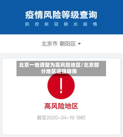 北京一地调整为高风险地区/北京部分地区迎强降雨
