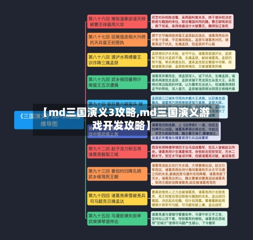【md三国演义3攻略,md三国演义游戏开发攻略】