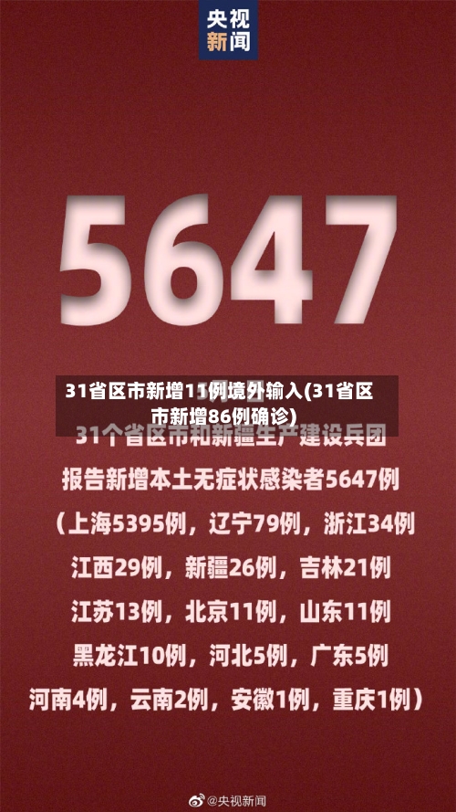 31省区市新增11例境外输入(31省区市新增86例确诊)